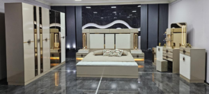 Camera da letto Lora 6 pezzi, armadio 6 ante, beige