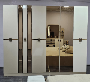 Camera da letto Lora 6 pezzi, armadio 6 ante, beige - immagine 4