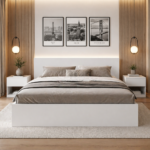Letto 160x190 bianco + comodino 41x37x40 cm