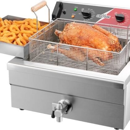 Friggitrice professionale doppia inox con rubinetto