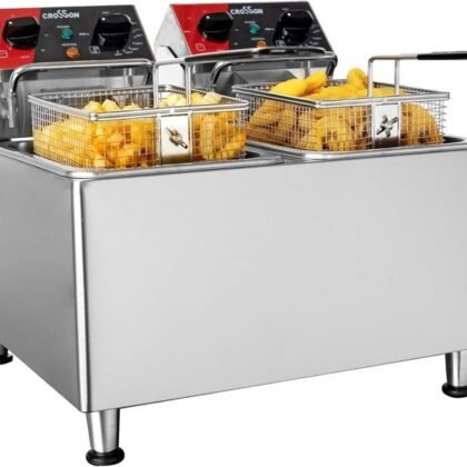 Friggitrice professionale doppia inox su piedi